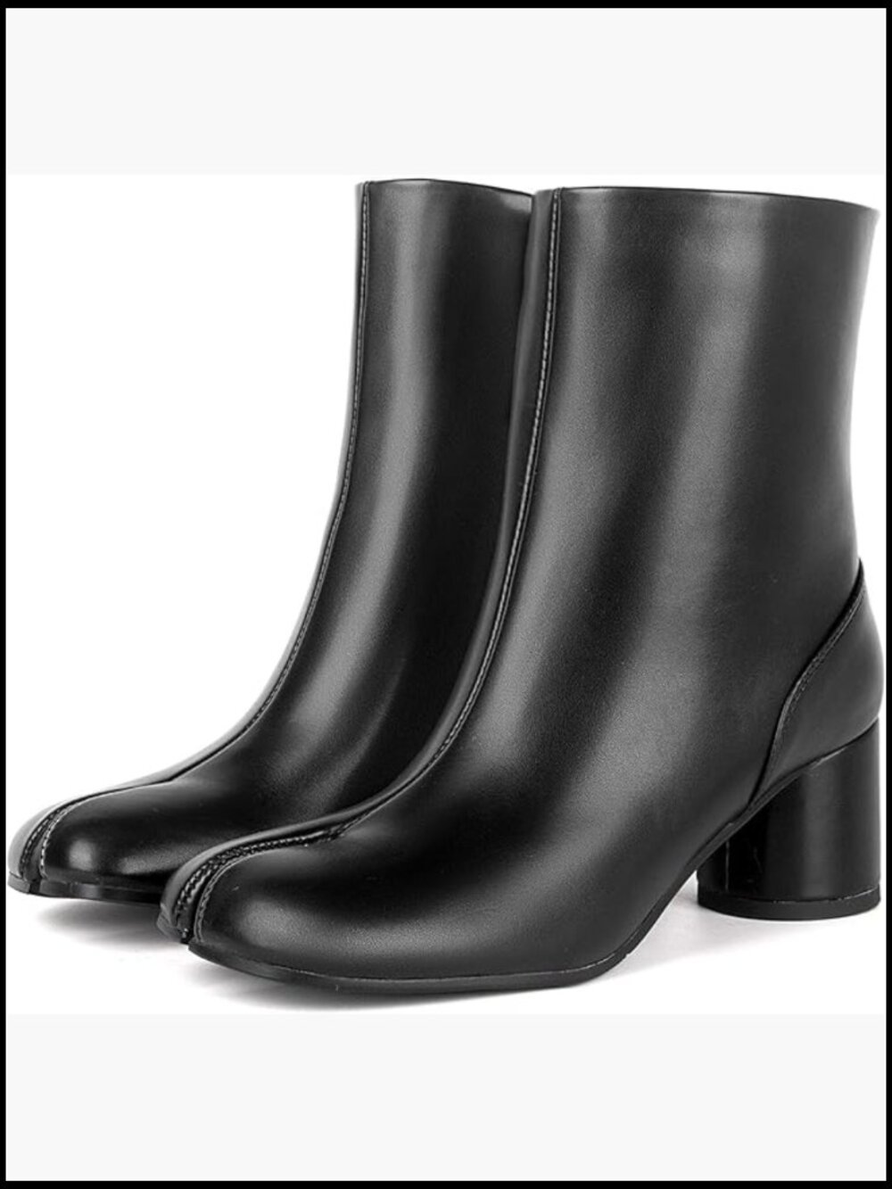 Split Toe Tabi Ankle Boots Chunky Block Heel Japanese Ninja Shoes Side Zip